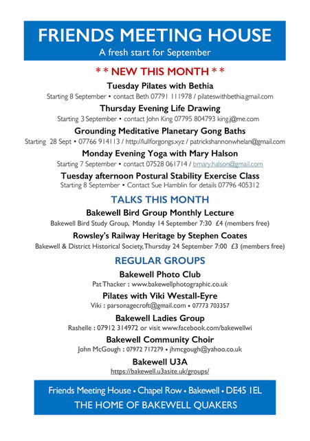 September Listing of Events